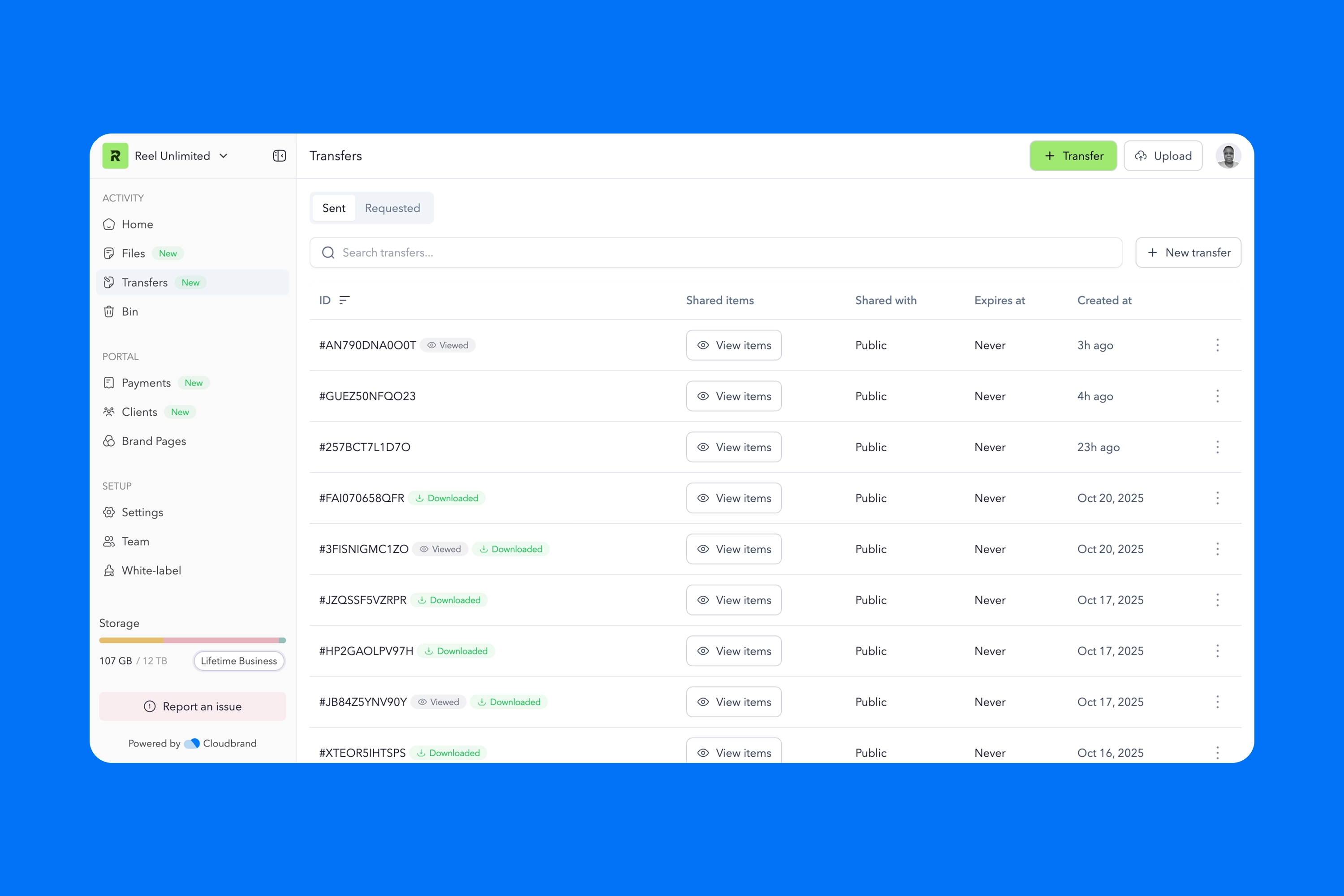 File transfers - Sharebrand